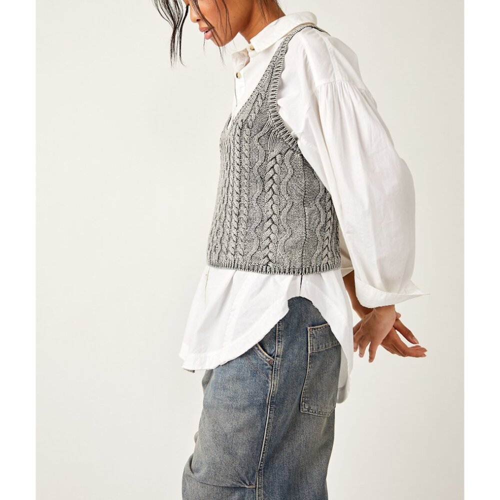 FREE PEOPLE High Tide Cable Tank / Black - Picture 2 of 9